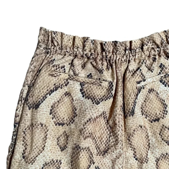 Mara Hoffman Valerie Snake Print Paperbag Waist Pants Size Small Neutral Linen - Picture 11 of 16